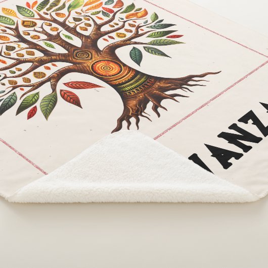 Kwanzaa African Tree Medium Sherpa Blanket Sherpadecke (3/4)