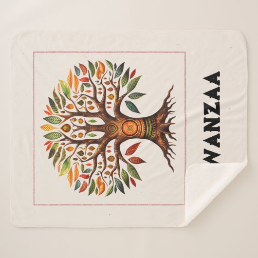 Kwanzaa African Tree Medium Sherpa Blanket Sherpadecke (Vorderseite (Horizontal))