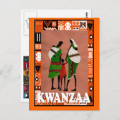 Kwanzaa - afrikanische Familie Postkarte (Vorne/Hinten)