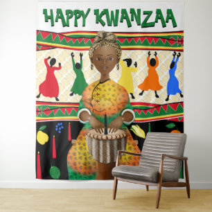 Kwanzaa Afroamerikanischer Feiertags-Hintergrund Wandteppich