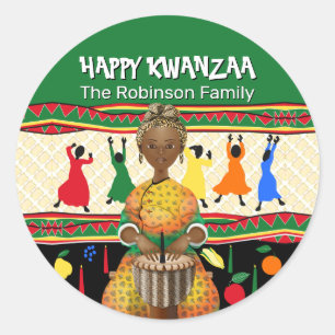 Kwanzaa American Holiday Runder Aufkleber