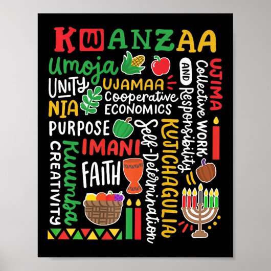 Kwanzaa American Kinara 7 Prinzipien Celeb Poster (Vorne)