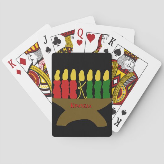 Kwanzaa Art Design 1920 mit rotem Text Spielkarten (Rückseite)