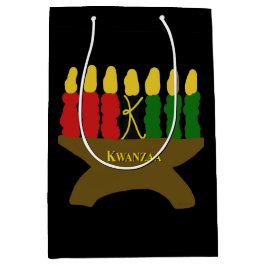Kwanzaa Art Design Gelber Text Mittlere Geschenktüte