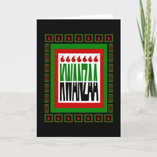 Kwanzaa aufgeteilt mit 7 Flammen & verziertem Rahm Feiertagskarte