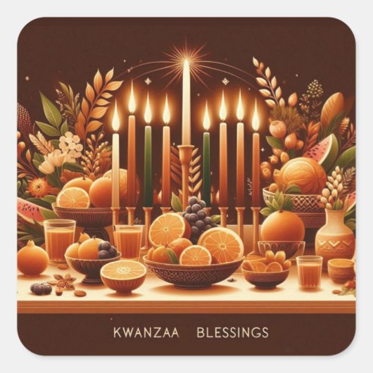 Kwanzaa Blessings Quadratischer Aufkleber (Vorderseite)