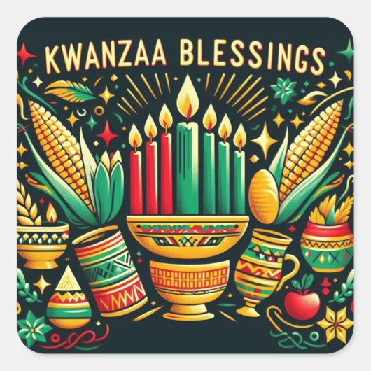Kwanzaa Blessings Quadratischer Aufkleber (Vorderseite)