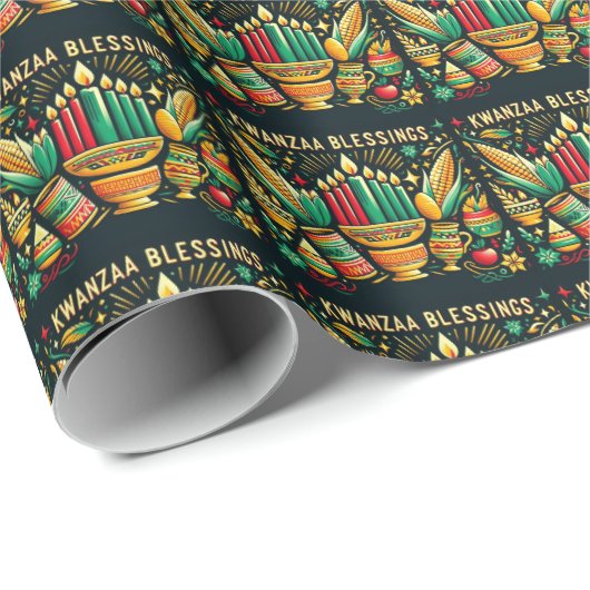 Kwanzaa Blessings Wrapping Paper Geschenkpapier (Rolleneckpunkt)