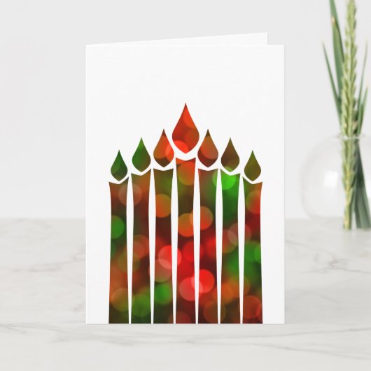 Kwanzaa Bokeh Kinara Feiertagskarte (Vorderseite)