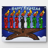 Kwanzaa Candle Kinara mit Schnee und Gruß Fotoplatte (Vorderseite)