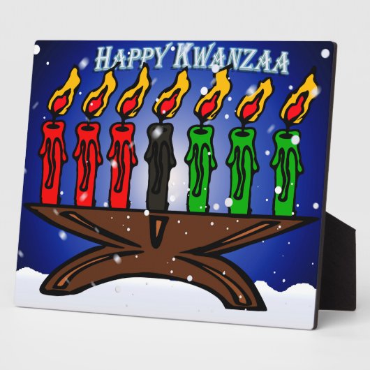 Kwanzaa Candle Kinara mit Schnee und Gruß Fotoplatte (Seite)