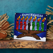 Kwanzaa Candle Kinara mit Schnee und Gruß Fotoplatte (Seite)