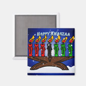 Kwanzaa Candle Kinara mit Schnee und Gruß Magnet (Vorderseite/Rückseite)