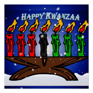 Kwanzaa Candle Kinara mit Schnee und Gruß Poster