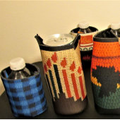 Kwanzaa Candles Brown Red Black Green Crochet Dosenkühler