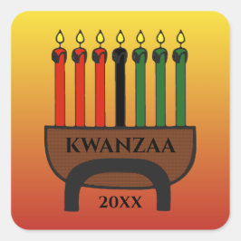 Kwanzaa Candles Quadratischer Aufkleber