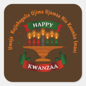 Kwanzaa Candles Red Black Green 7 Grundsätze Quadratischer Aufkleber (Vorderseite)
