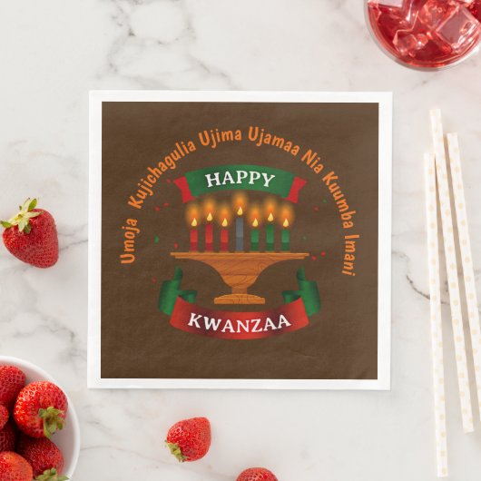 Kwanzaa Candles Red Black Green 7 Grundsätze Serviette (Beispiel)