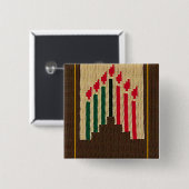 Kwanzaa Candles und Kinara Crochet Print Abzeichen Button (Vorne & Hinten)