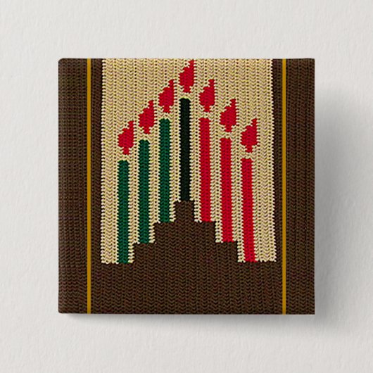 Kwanzaa Candles und Kinara Crochet Print Abzeichen Button (Vorderseite)