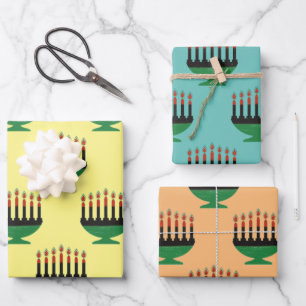 Kwanzaa Colors Kinara Geschenkpapier Set