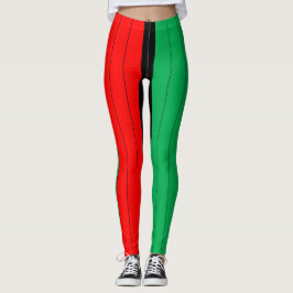 Kwanzaa Colors Red Black Green Stripes Pattern Leggings