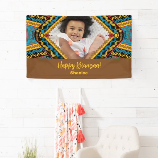 Kwanzaa Custom Brihell Colored Diamond Patter Banner (Insitu)