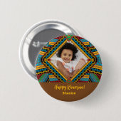 Kwanzaa Custom Brihell Colored Diamond Patter Button (Vorne & Hinten)