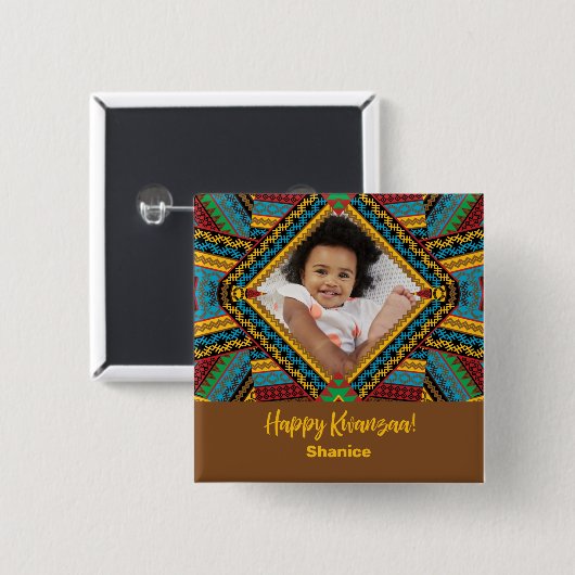 Kwanzaa Custom Brihell Colored Diamond Patter Button (Vorne & Hinten)