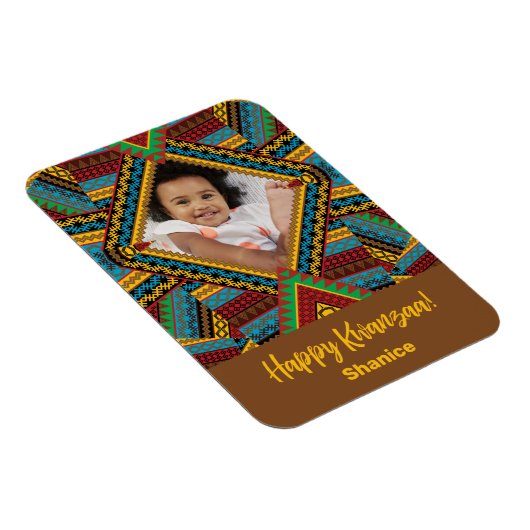 Kwanzaa Custom Brihell Colored Diamond Patter Magnet (Rechte Seite)