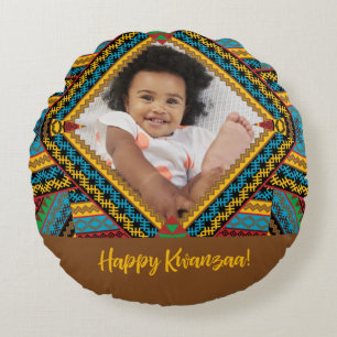 Kwanzaa Custom Brihell Colored Diamond Patter Rundes Kissen