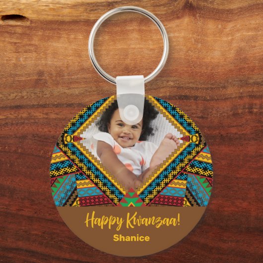 Kwanzaa Custom Brihell Colored Diamond Patter Schlüsselanhänger (Rückseite)