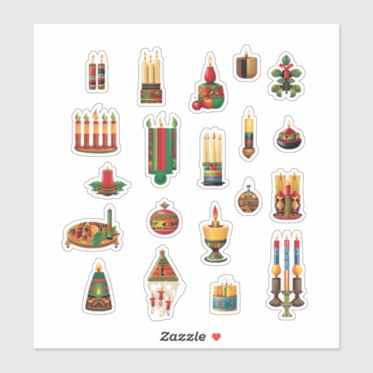Kwanzaa entwirft 8 Zoll x 8 Zoll Vinyl Stickers, k Aufkleber (Blatt)