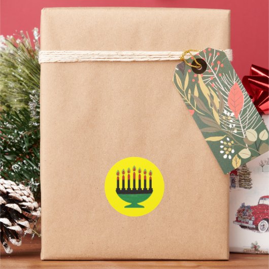 Kwanzaa-Farben Kinara Runder Aufkleber (Feiertag)