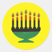 Kwanzaa-Farben Kinara Runder Aufkleber (Vorderseite)
