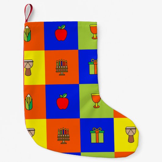 Kwanzaa-Farbenblock-Strumpf Kleiner Weihnachtsstrumpf (Vorderseite)