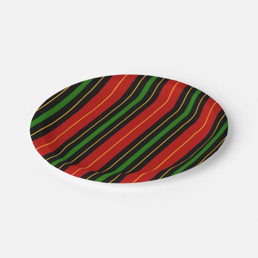 Kwanzaa | Fett Rot-grüner Streifen Pappteller (Schrägansicht)