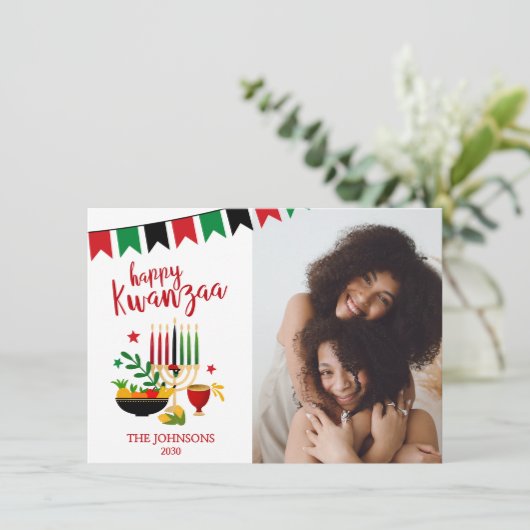 Kwanzaa Foto Feiertagskarte (Stehend Vorderseite)