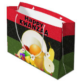 Kwanzaa Fruchthorn Große Geschenktüte (Rückseite Schrägansicht)