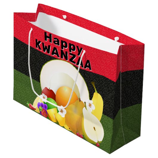 Kwanzaa Fruchthorn Große Geschenktüte (Vorderseite Schrägansicht)