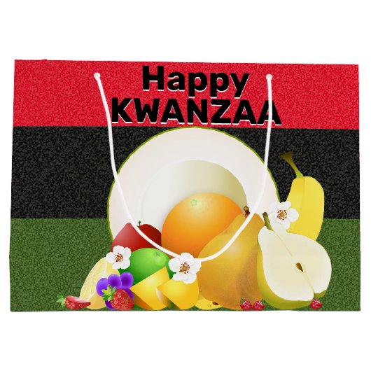Kwanzaa Fruit Cornucopia Große Geschenktüte (Rückseite)