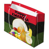 Kwanzaa Fruit Cornucopia Große Geschenktüte (Vorderseite Schrägansicht)