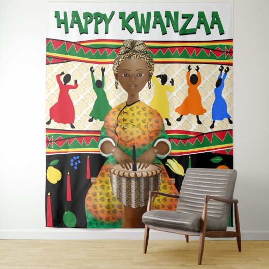 Kwanzaa - Hintergrund des afroamerikanischen Feier Wandteppich (Beispiel)