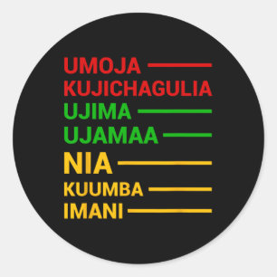Kwanzaa Holiday 7 Wichtigste Bedeutung Runder Aufkleber