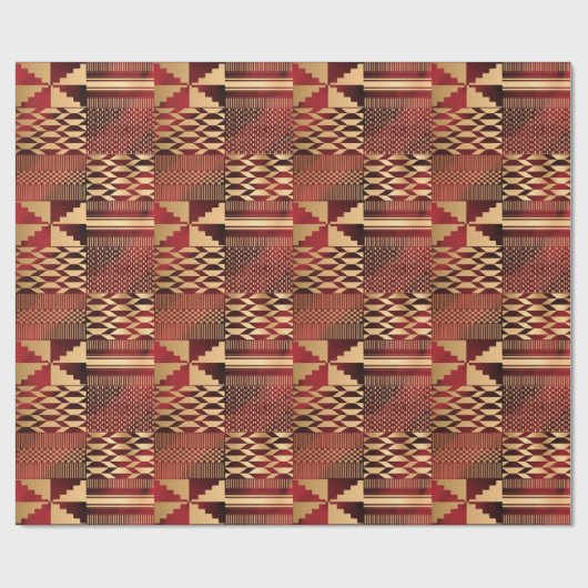 Kwanzaa Kente Print (rot/Gold) Geschenkpapier (Flach)