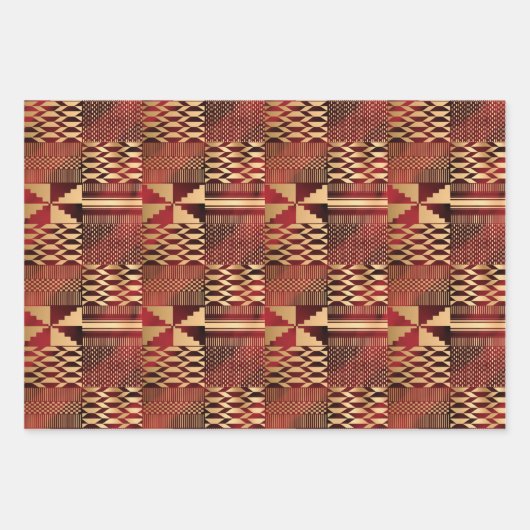Kwanzaa Kente Print (rot/Gold) Geschenkpapier Set (Vorderseite 2)