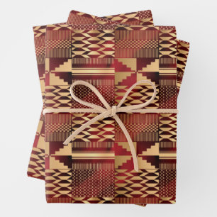 Kwanzaa Kente Print (rot/Gold) Geschenkpapier Set