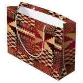 Kwanzaa Kente Print (rot/Gold) Große Geschenktüte (Rückseite Schrägansicht)