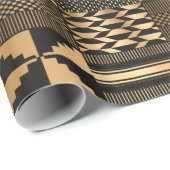 Kwanzaa Kente Print (Schwarz/Gold) Geschenkpapier (Rolleneckpunkt)