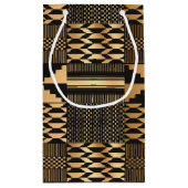 Kwanzaa Kente Print (Schwarz/Gold) Kleine Geschenk Kleine Geschenktüte (Rückseite)